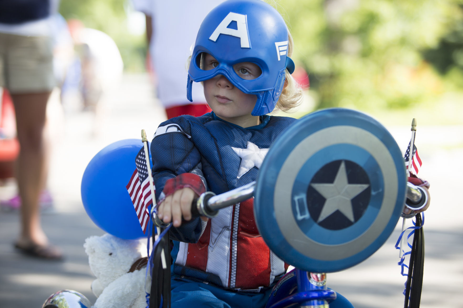 Captain America kid, East Campus July 4th Parade, 2017